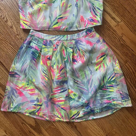 Lilly Pulitzer Hilah Matching Set Skirt and Crop Top Island Time Size 2 Tropical - Picture 5 of 15